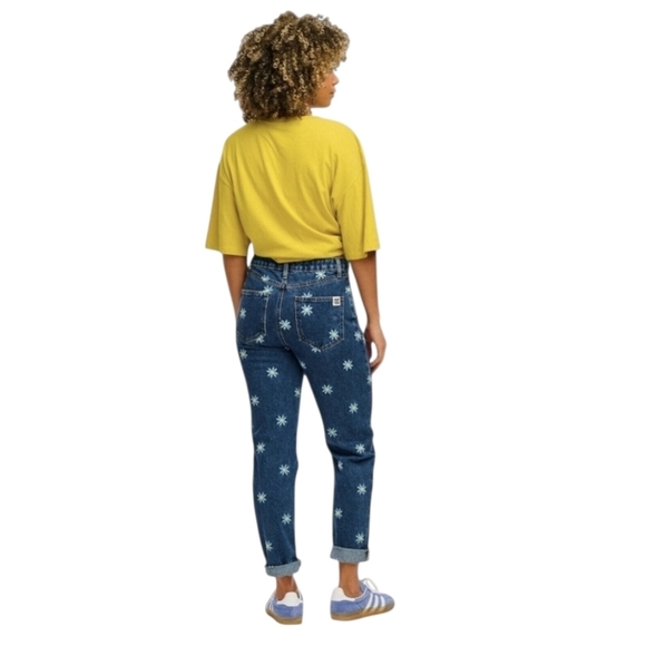 LUCY & YAK EMBROIDERED DAISY - MAE DANA MOM JEANS SIZE 34R - Picture 2 of 10